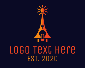 On - Electric Eiffel Tower logo design