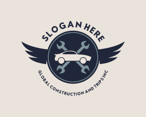 Repairman - Wrench Car Wings logo design