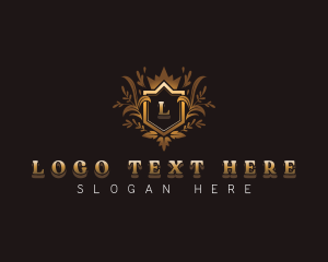 Liquor - Shield Crown Leaves logo design