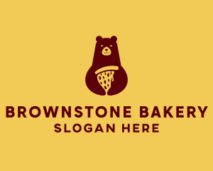 Brown Pizza Bear logo design