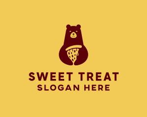 Brown Pizza Bear logo design