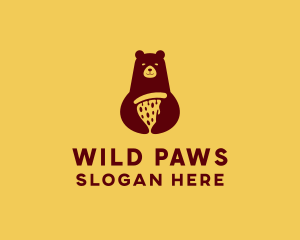 Brown Pizza Bear logo design