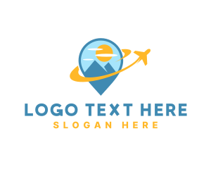 Leisure - Travel Pin Destination Airplane logo design