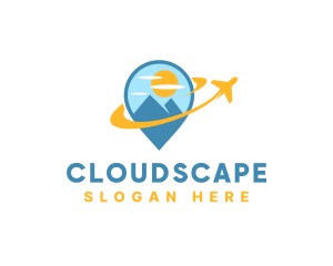 Clouds - Travel Pin Destination Airplane logo design