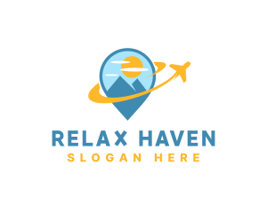 Leisure - Travel Pin Destination Airplane logo design