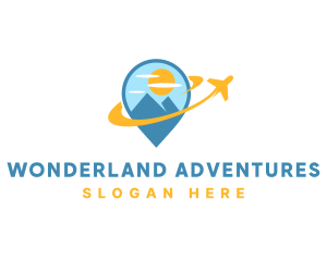 Travel Pin Destination Airplane logo design