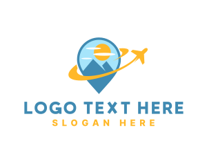 Location - Travel Pin Destination Airplane logo design