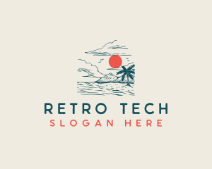 Retro Beach Holiday logo design