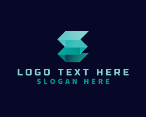 Media - Origami Fold Geometric Letter E logo design