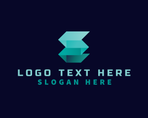 Origami Fold Geometric Letter E Logo