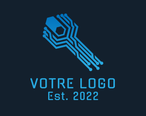 Blue - Tech Circuit Networking logo design