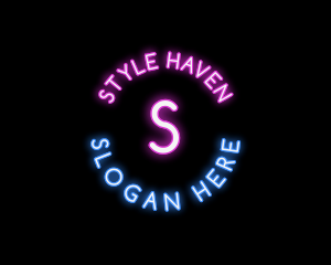 Music - Circle Neon Glow logo design