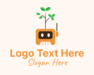 Tree Planting - Robot Plant Cartoon logo design