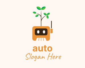 Robot Plant Cartoon Logo