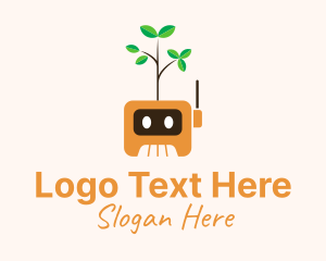 Robot Plant Cartoon Logo