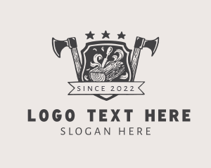 Lumber - Forest Logging Shield Badge logo design