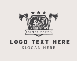 Axe - Forest Logging Shield Badge logo design