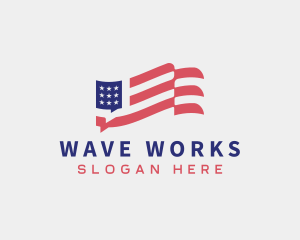 Waving - America Bubble Chat Flag logo design