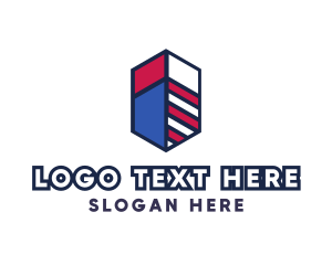 White Flag - Hexagon Patriotic Stripes logo design