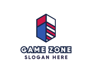 Hexagon Patriotic Stripes logo design