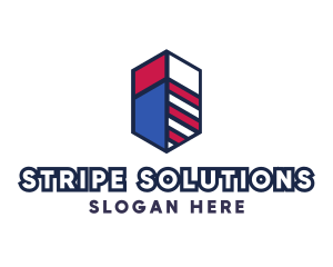 Hexagon Patriotic Stripes logo design