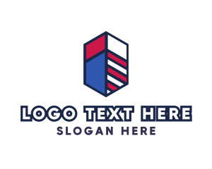 Video Game - Hexagon Patriotic Stripes logo design