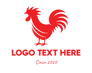 Chicken - Red Rooster Silhouette logo design