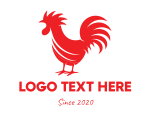 Red Bird - Red Rooster Silhouette logo design
