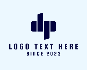 Letter Pj - Blue Futuristic Letter DP logo design