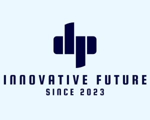 Future - Blue Futuristic Letter DP logo design