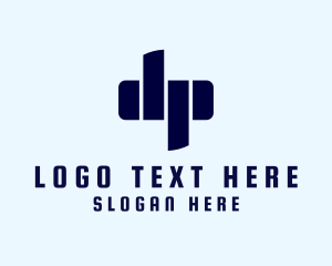 Blue Futuristic Letter DP Logo