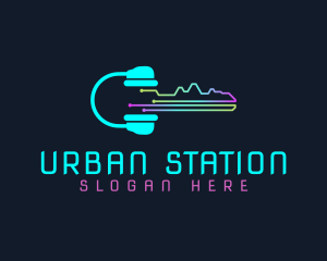 Station - Headset Sound Key logo design