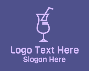 Purple Cocktail Drink Logo