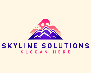 Mountain Sunset Sky logo design