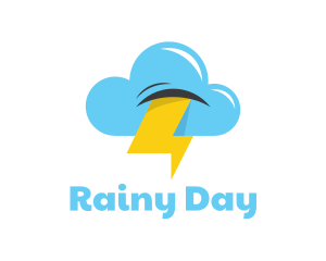 Raining - Lightning Cloud Weather logo design