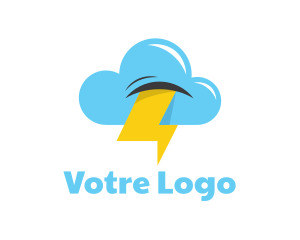 Rain - Lightning Cloud Weather logo design