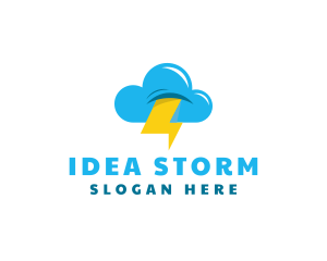 Lightning Cloud Weather logo design