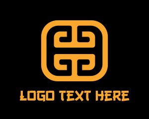 Square - Orange Asian Symbol logo design