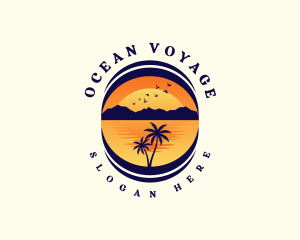 Tropical Beach Mountain logo design