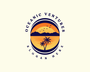 Tropical Beach Mountain logo design