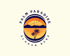 Tropical Beach Mountain logo design