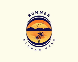 Tropical Beach Mountain logo design