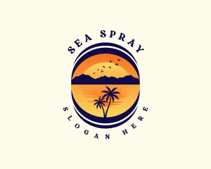 Tropical Beach Mountain logo design