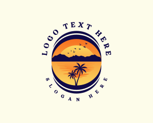 Post Stamp - Tropical Beach Mountain logo design
