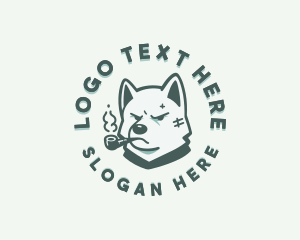 Husky - Smoking Dog Canine logo design