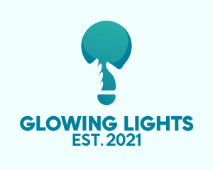 Blue Hand Light Bulb  logo design