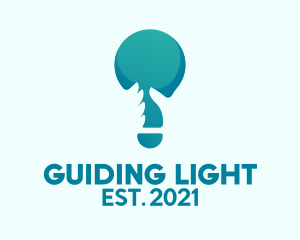 Blue Hand Light Bulb  logo design