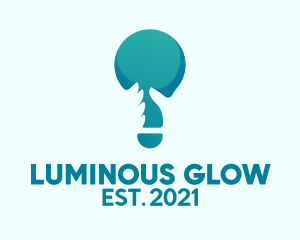 Illuminated - Blue Hand Light Bulb logo design