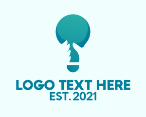 Idea - Blue Hand Light Bulb logo design