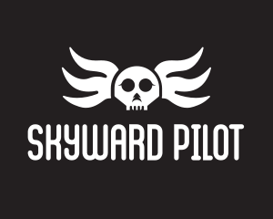 Pilot - Winged Skull Pilot logo design